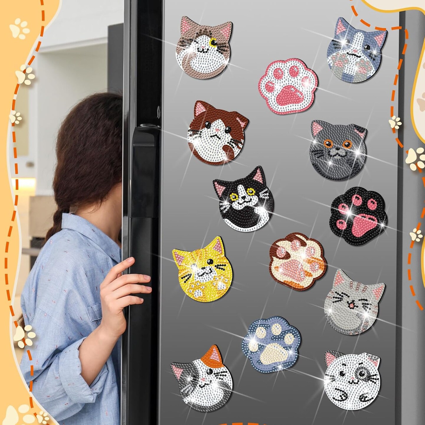 30 Pcs Diamond Painting Refrigerator Magnets Spring Diamond Art Magnet Kits for Adults Summer Mandala Flower Cat Fridge Stickers for Beginners Adults Kids DIY Craft Gifts Home Decors