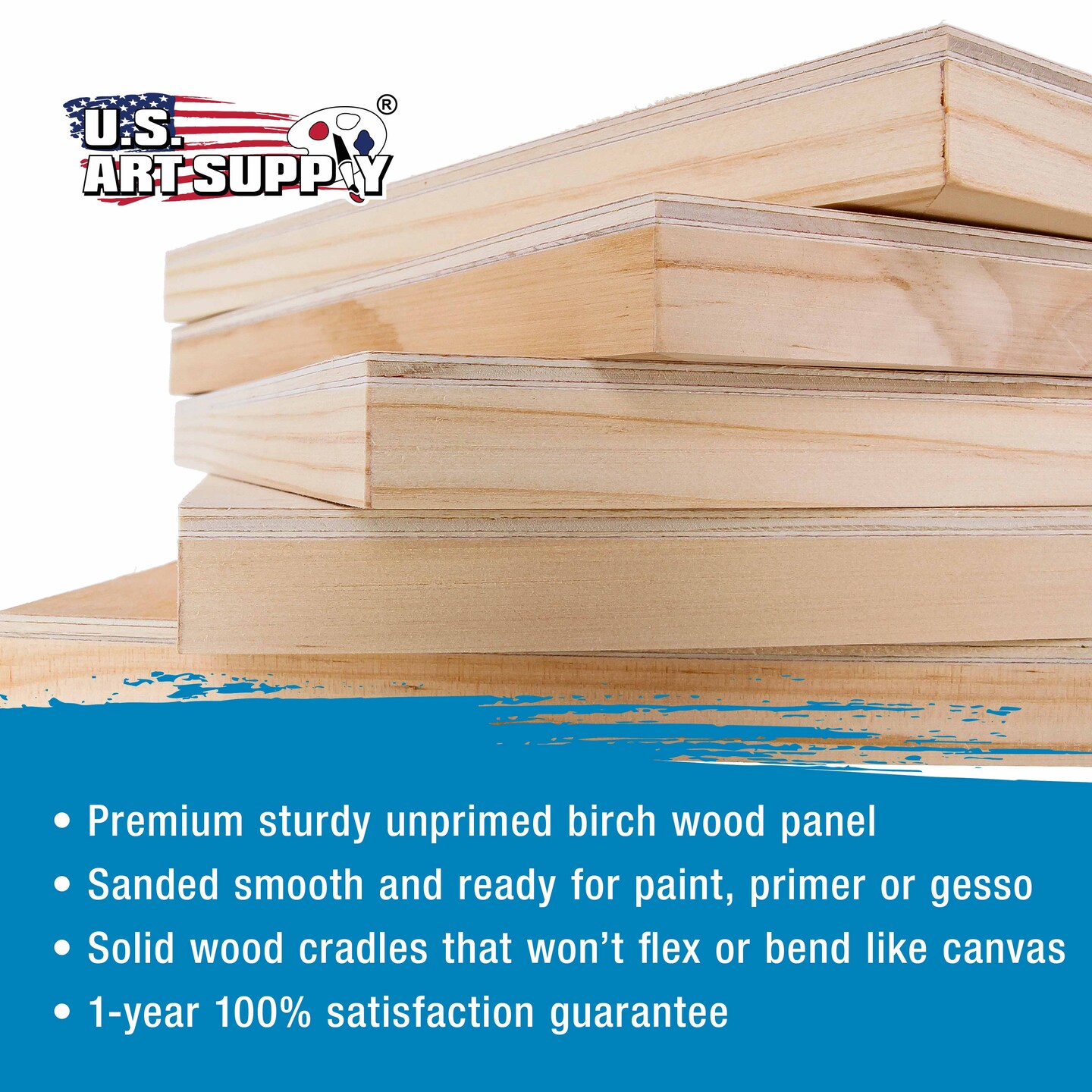 4x4 inch Cradled Wood Panels for Painting, Gallery 1-1/2&#x22; Deep (4 Pack) - Artist Depth Wooden Wall Canvases - Mixed-Media Craft, Acrylic, Oil, Encaustic, Paint Pouring