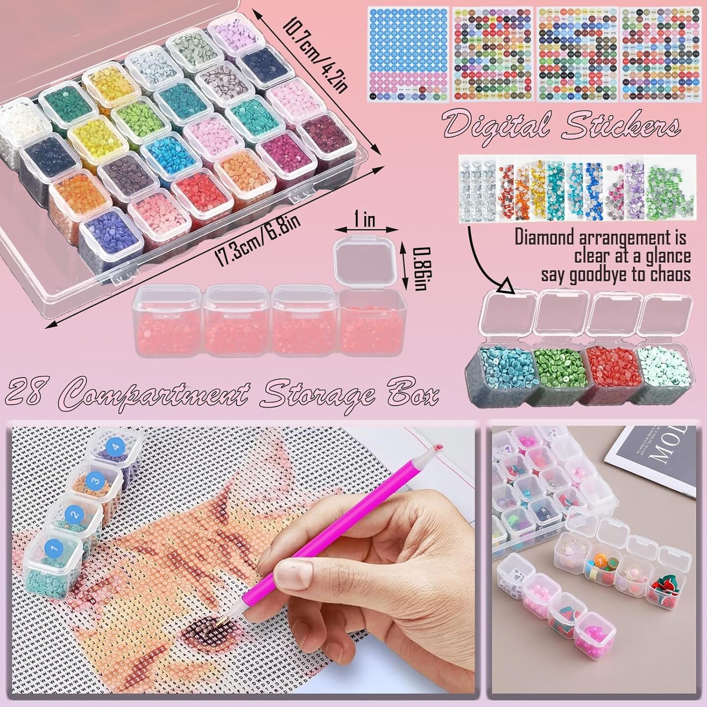 158-Piece Diamond Art Accessories Kit – All-Inclusive Diamond Painting Tool Set with A4 Light Pad, Sealer Glue, Correction Tools, Pens & Storage Box for DIY Crafting