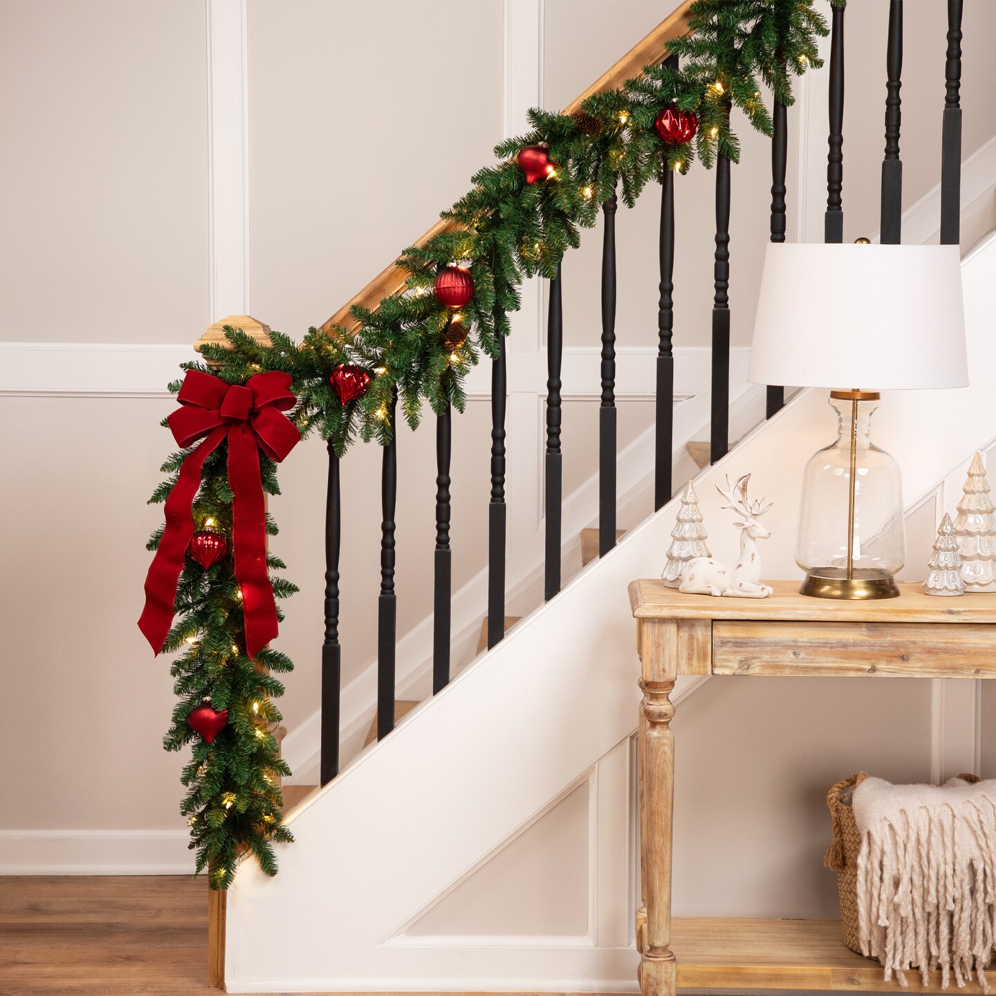 Northlight 9&#x27; x 12&#x22; Pre-Lit Black River Pine Artificial Christmas Garland, Clear Lights