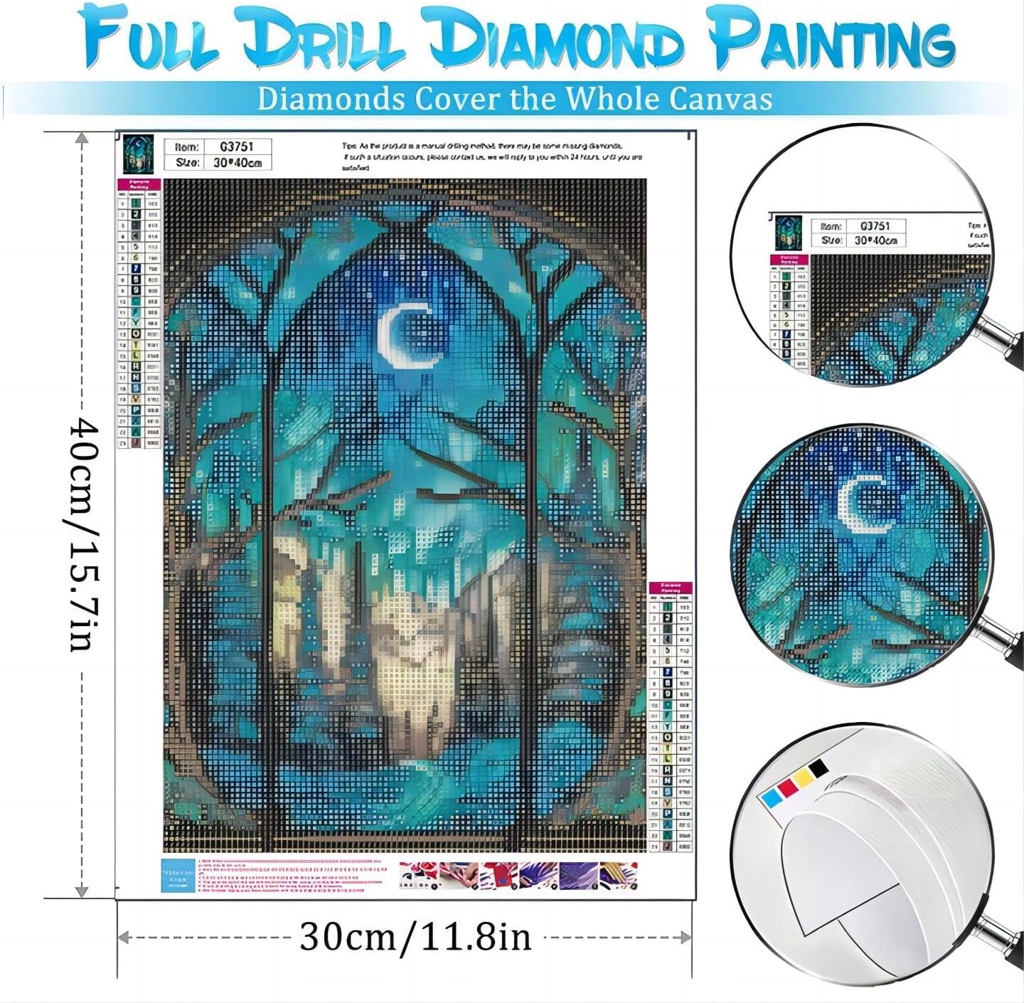 Starry Night Diamond Painting Kits- Tree Diamond Art for Adults,Gem Painting Crafts for Adults Home Wall Decor,DIY 5D Gem Art Moon Perfect for Relaxation(12x16 Inch)