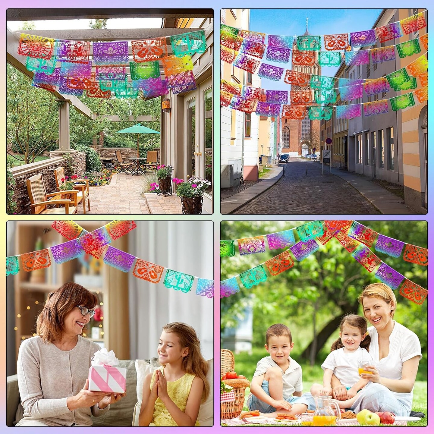 33 Feet Mexican Fiesta Banners -Large Plastic Papel Picado Banner Fiesta Party Decorations