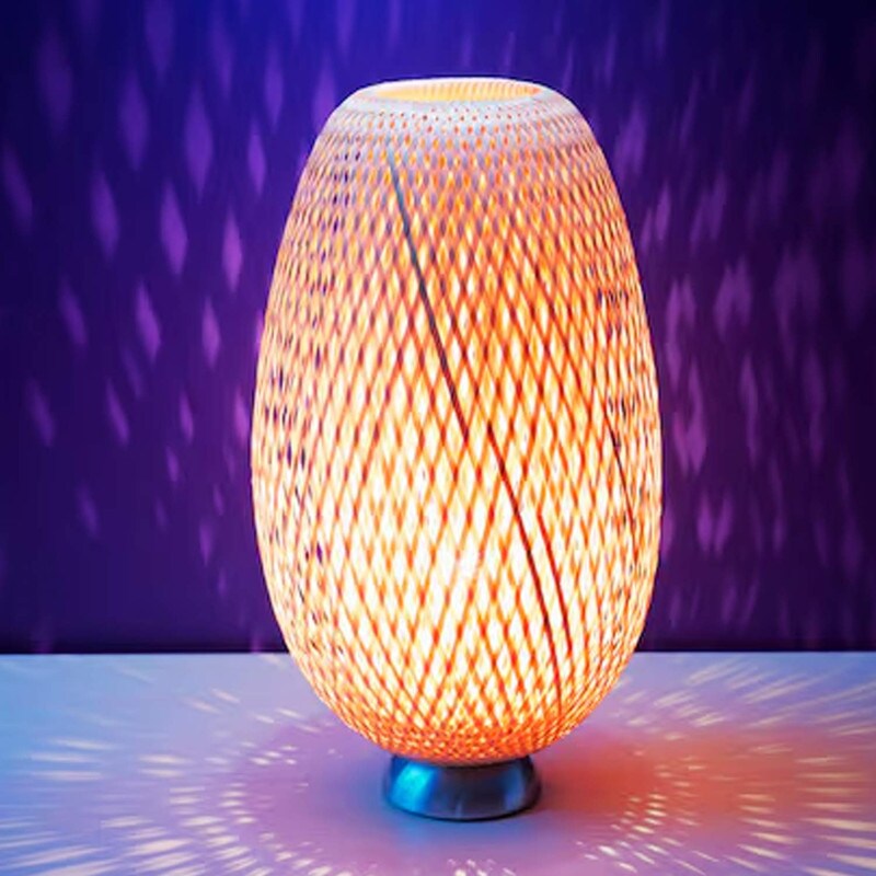 Handmade Bamboo Table Lamp Unique Braided Shade