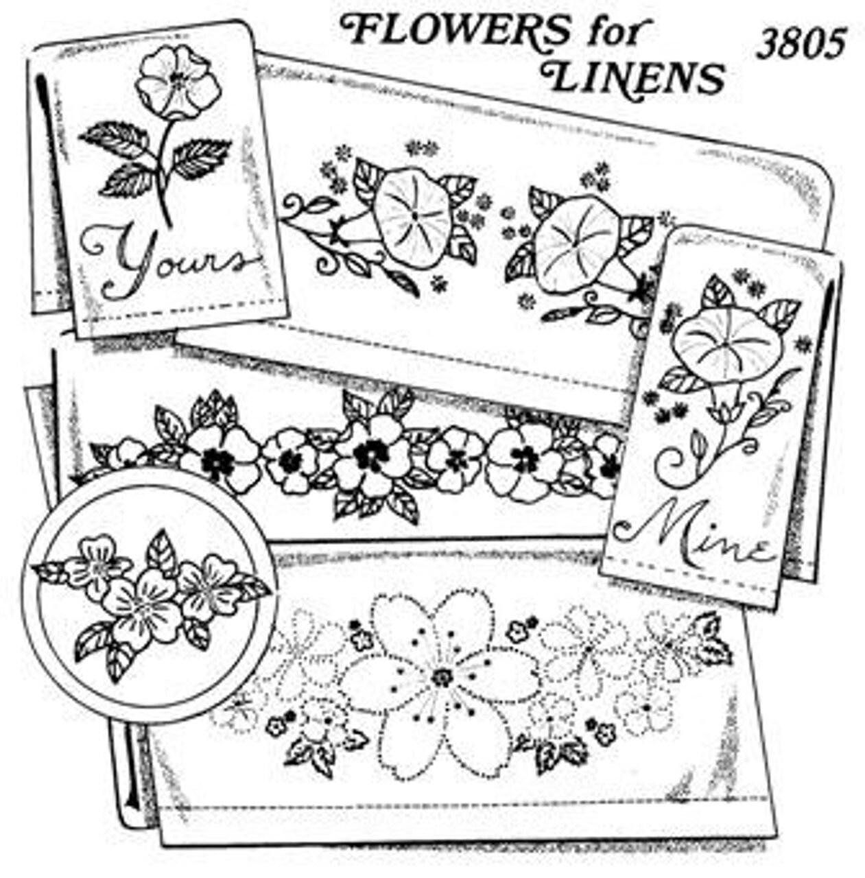 Aunt Martha's Flowers for Linens 3805 embroidery iron on pattern