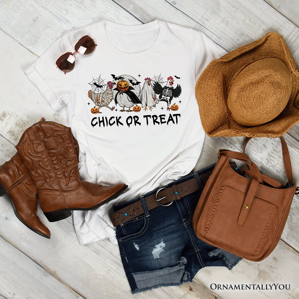 Chick or Treat Spooky T-Shirt, Halloween Chicken Tee for Country Life Enjoyers