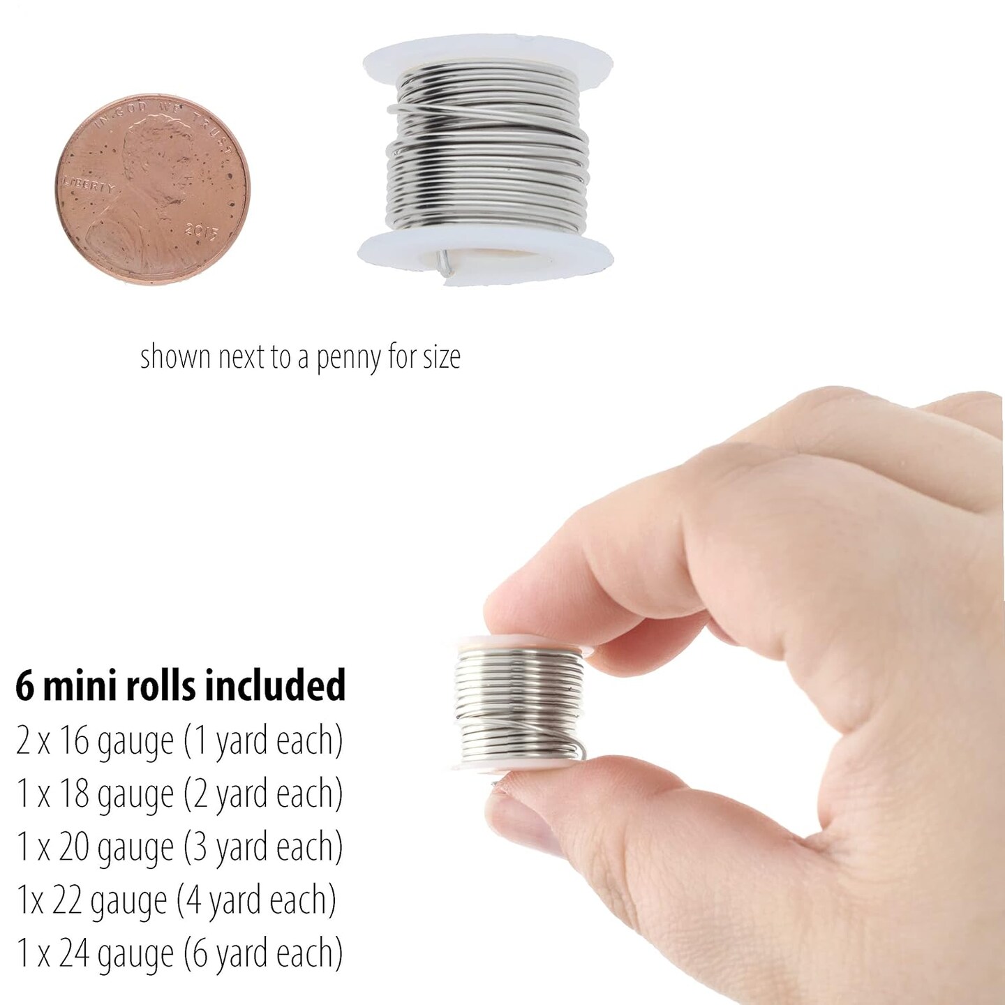 The Beadsmith Wire Elements Lacquered Tarnish-Resistant Copper Wire for Jewelry Making, Silver Color (16-24 Gauge)