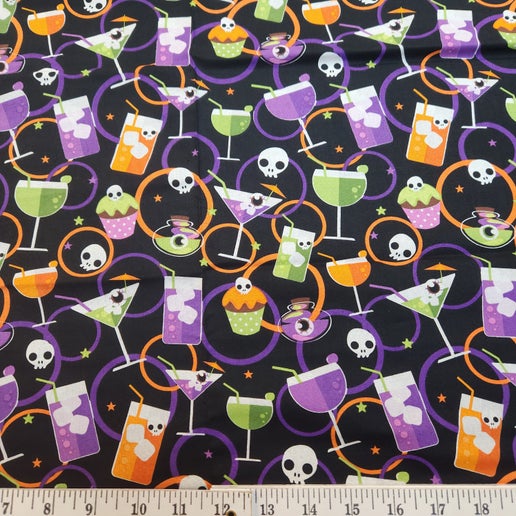 David Textiles 18" x 21" Cotton Halloween Fat Quarter - Libations Print