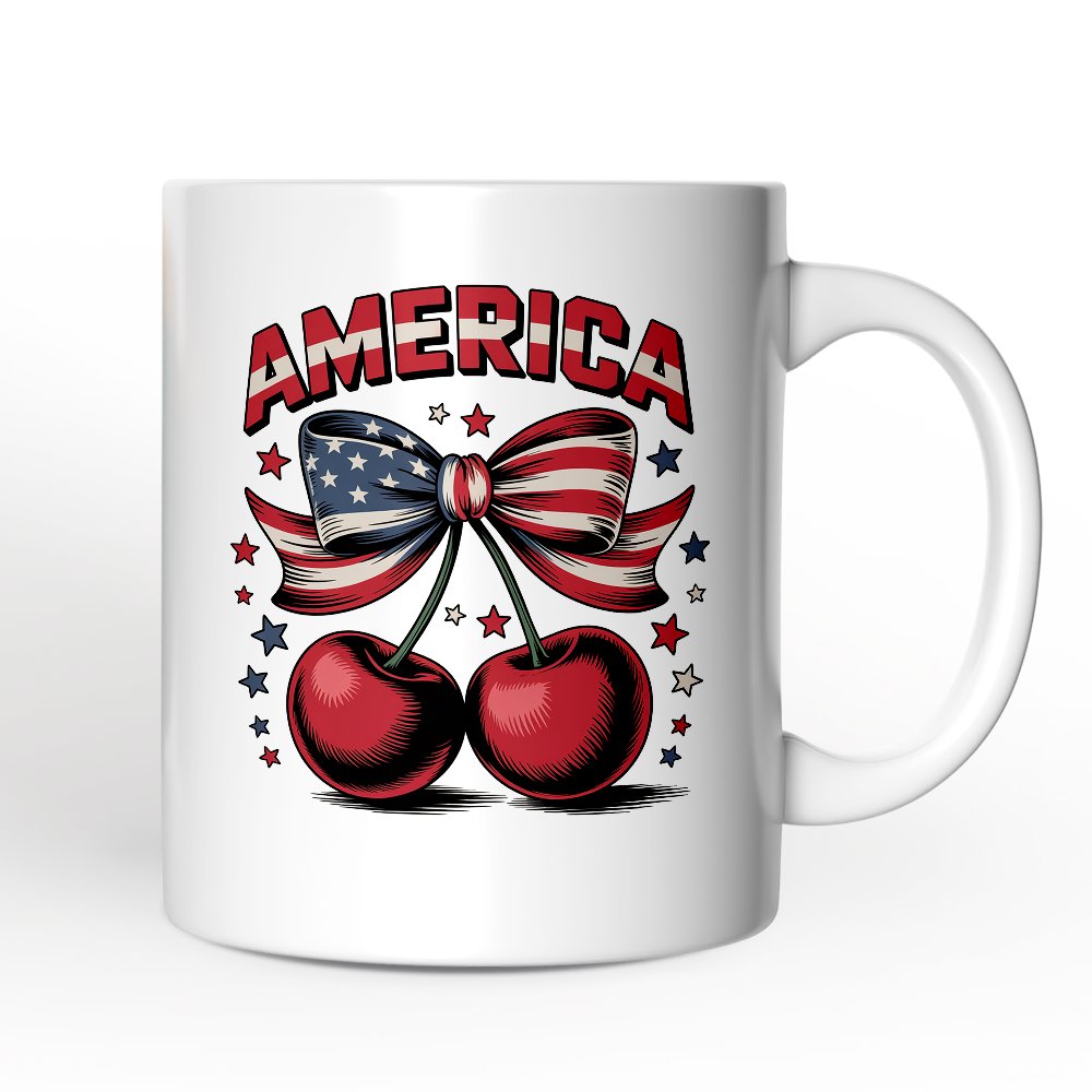 America Coquette Cherries Mug,  Patriotic 4th of July Gift