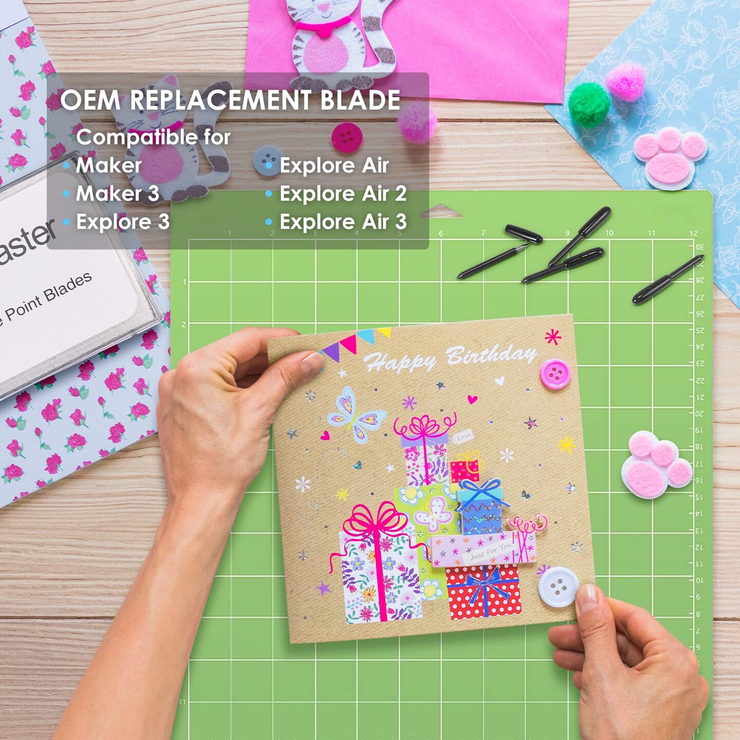 10PCS Deep Point Cutting Blades Compatible with Maker/Maker 3/Explore Air/Air 2/Explore Air 3 Cutting Machines Replacement Blades for Glitter Vinyl, Cardstock, Faux Leather, Adhesive Foil, Vellum