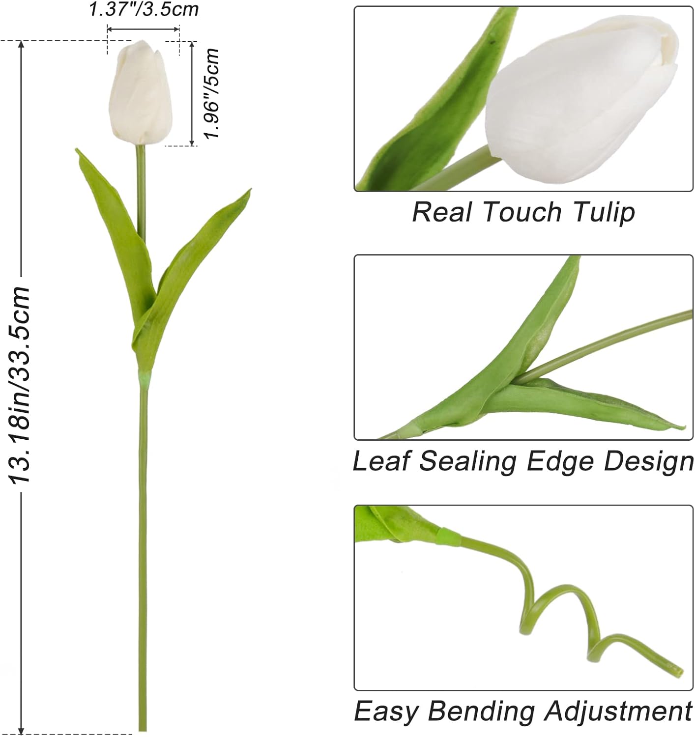 20 Pcs Artificial Tulips – Real Touch PU Faux Flowers for Spring, Easter, Weddings & Home Table Decor