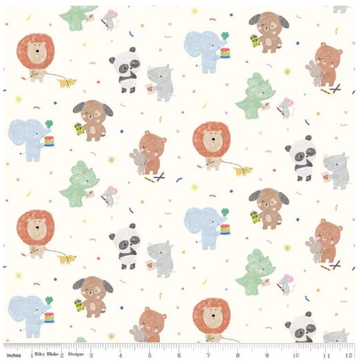 Riley Blake New Box of Crayons Main Cloud Cotton Fabric by the Yard