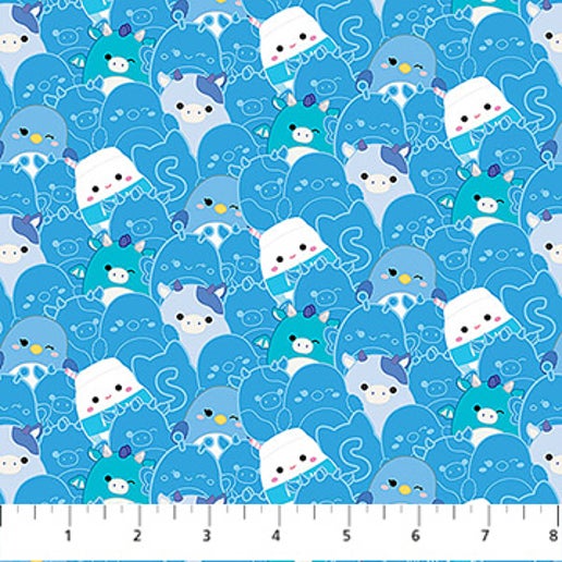 Licensed Northcott Squishmellows Packed Lt. Blue Cotton Fabric by the Yard