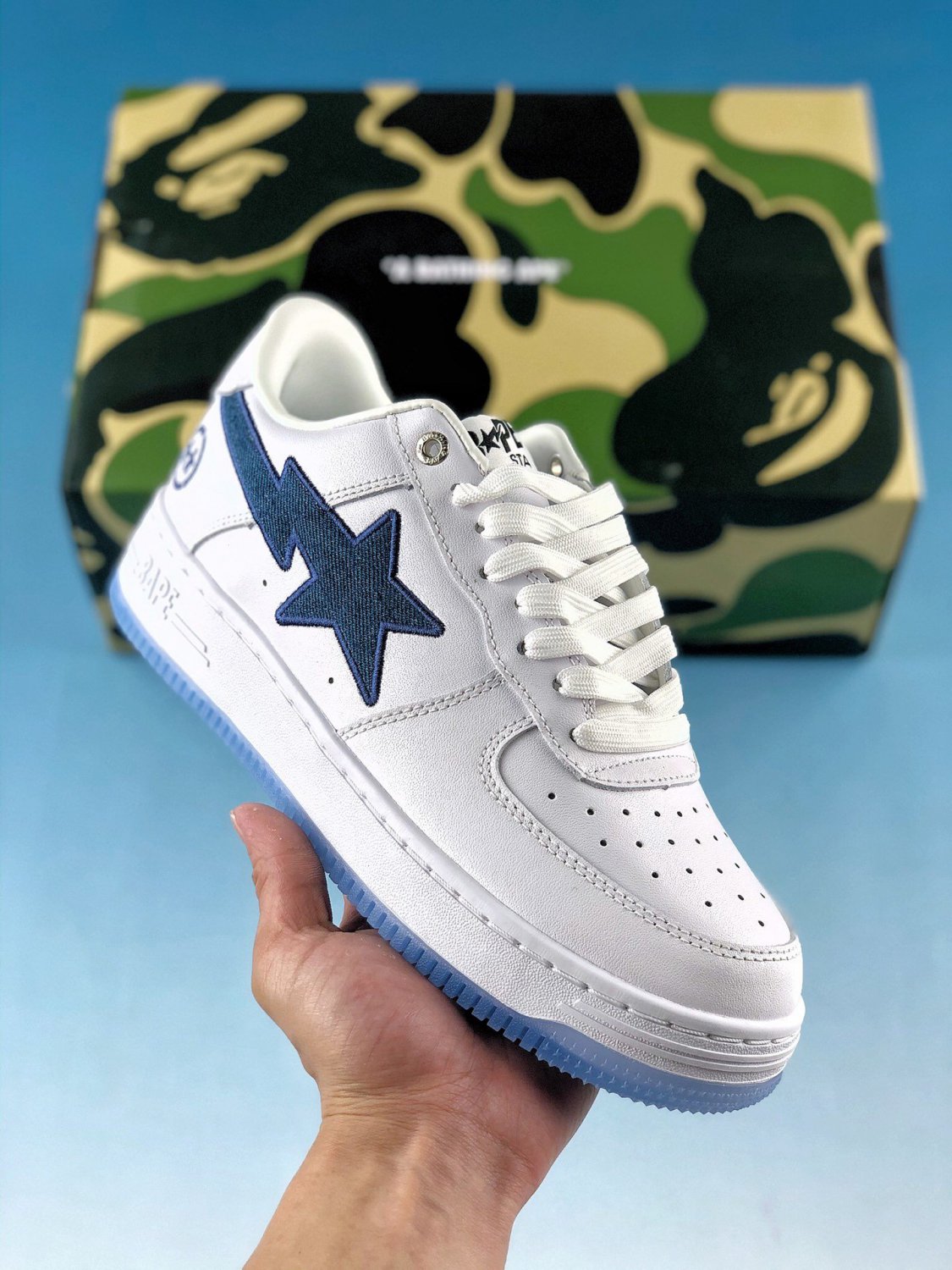 A Bathing Ape Bape SK8 Sta v2 Last Orgy White Blue Sneakers