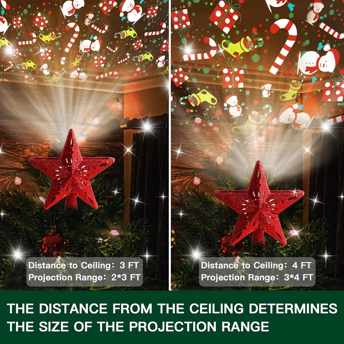 6 Projection Pattern -Star Tree Topper(Red)