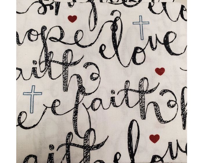 Faith Hope Love Cotton Fabric Fat Quarter | Sewing | Crafting | Quilting | 21 inches wide