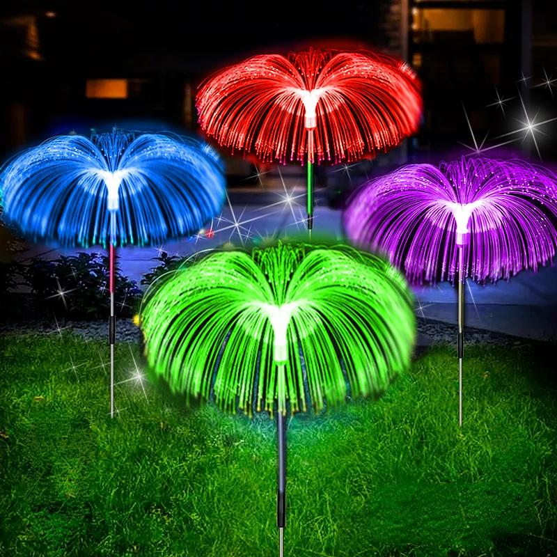 Solar Garden Lights 4 pack Solar Outdoor Lights Waterproof 7 Color Changing Jellyfish Flower Lights Yard Garden Decor