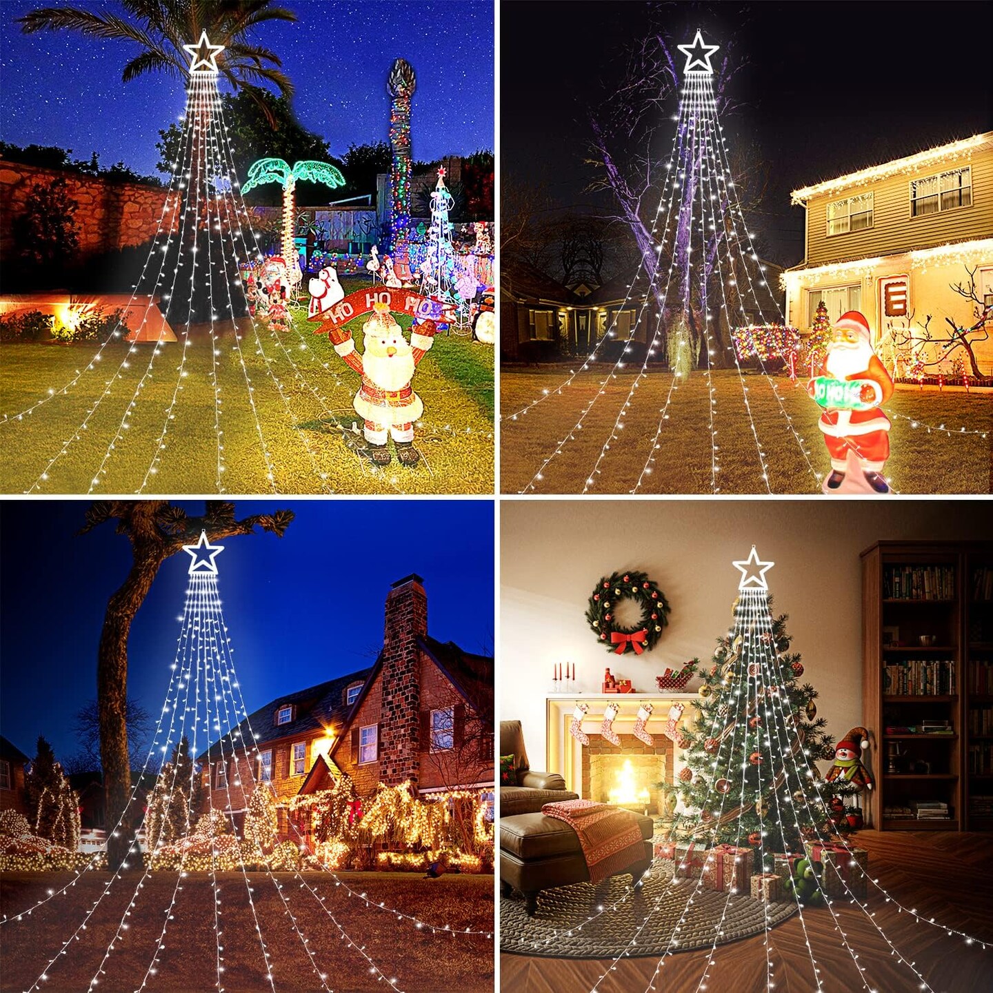 (Upgraded) Christmas Decoration Outdoor Star String Lights (White)