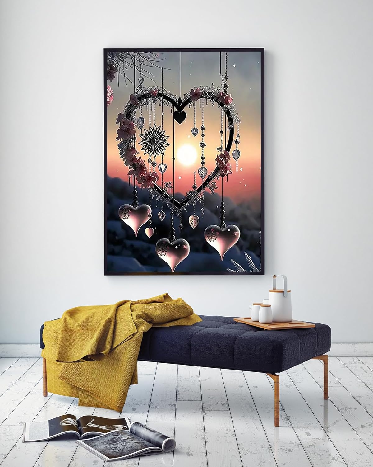 Love Heart Dreamcatcher Diamond Painting Kit for Adults – 5D DIY Full Drill Round Diamond Art, Beginner-Friendly Home Wall Decor, 12×16 Inch