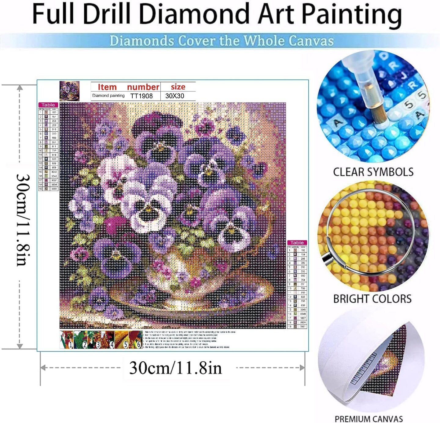 Flowers Diamond Painting Kits for Adult-Moth Orchid Diamond Art Kits for Adults,5D Diamond Painting Flower,DIY Full Drill Diamond Painting Flower Gem Art and Crafts 12x12inch