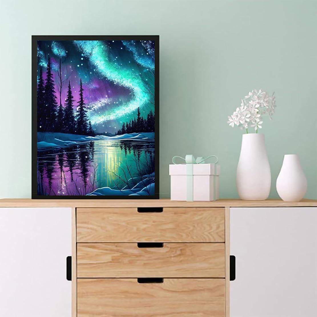 Clendo 2 Pack Lightning Aurora Diamond Art Kits – 5D DIY Full Round Drill Diamond Painting For Adults, 12x16 Inch - View #13