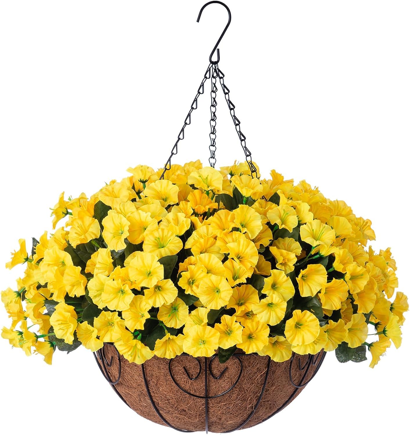 Artificial Fake Hanging Flowers Plants Basket for Outdoor Summer Decoration