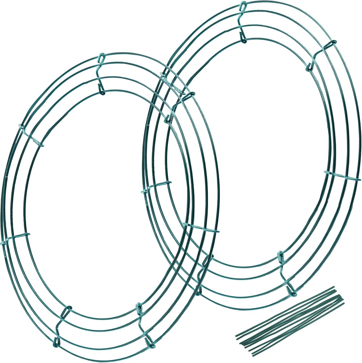 Pack of 2 Wire Wreath Frame (14 Inch) &#x2013; Round Metal Wreath Form for Crafts &#x26; Floral Decorations on Weddings Christmas Home Party Celebrations, Dark Green