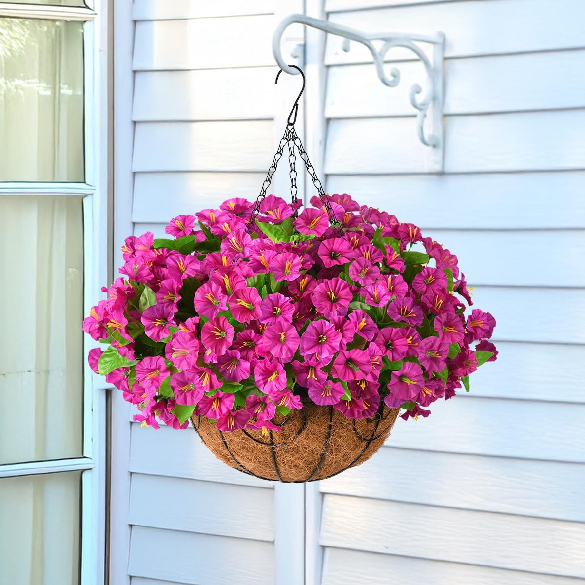 Artificial Hanging Flowers Plants Basket for Outdoors Porch Spring Decoration