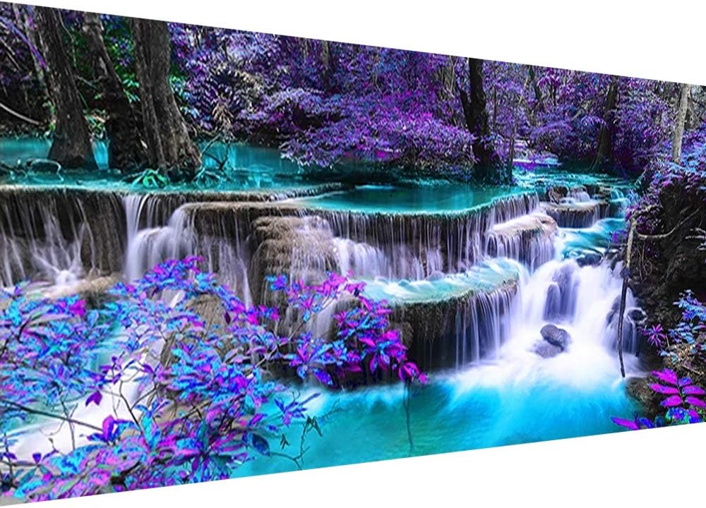 DIY 5D Diamond Painting Kits for Adults Waterfall Embroidery Full Round Drill Large Size(31.5x11.8 inch) Diamond Crystal Gem Arts Painting Craft for Home Wall Decor