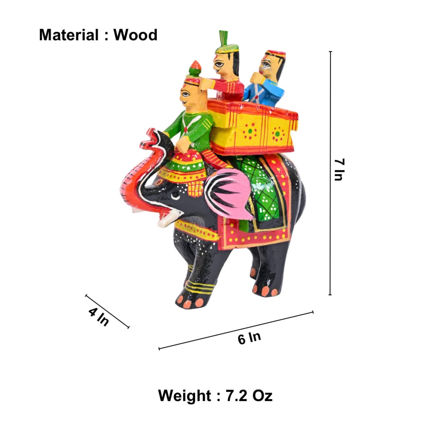 Wooden Kondapalli Maharaja Ambari Elephant Indian Handpainted Amrapali Rajasthani Golu Decoration Showpiece for Home Living Room Shelf Display Table Decor Gifting Item Golu Dolls