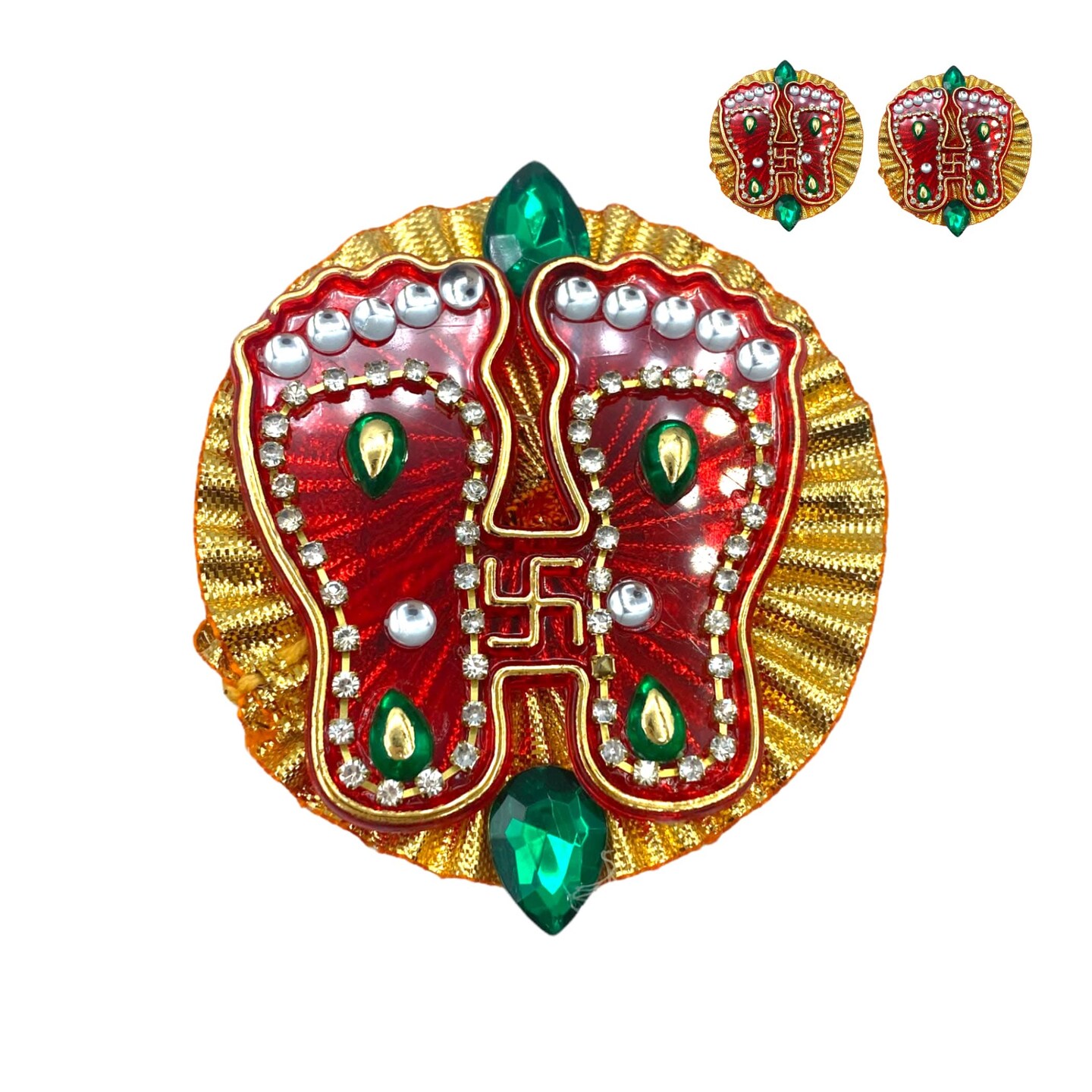 Acrylic Lakshmi Charan Paduka Feet 2 Pairs Laxmi Padhuka Good Luck Footsteps Shubh Labh Rangoli Sticker for Door Entrance Home Temple Diwali Decoration Indian Traditional Vara Lakshmi Pagla