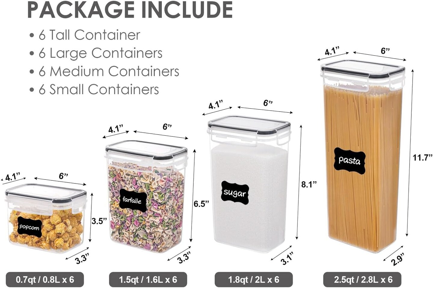 24 Pcs Plastic Storage Containers with Lids - Black