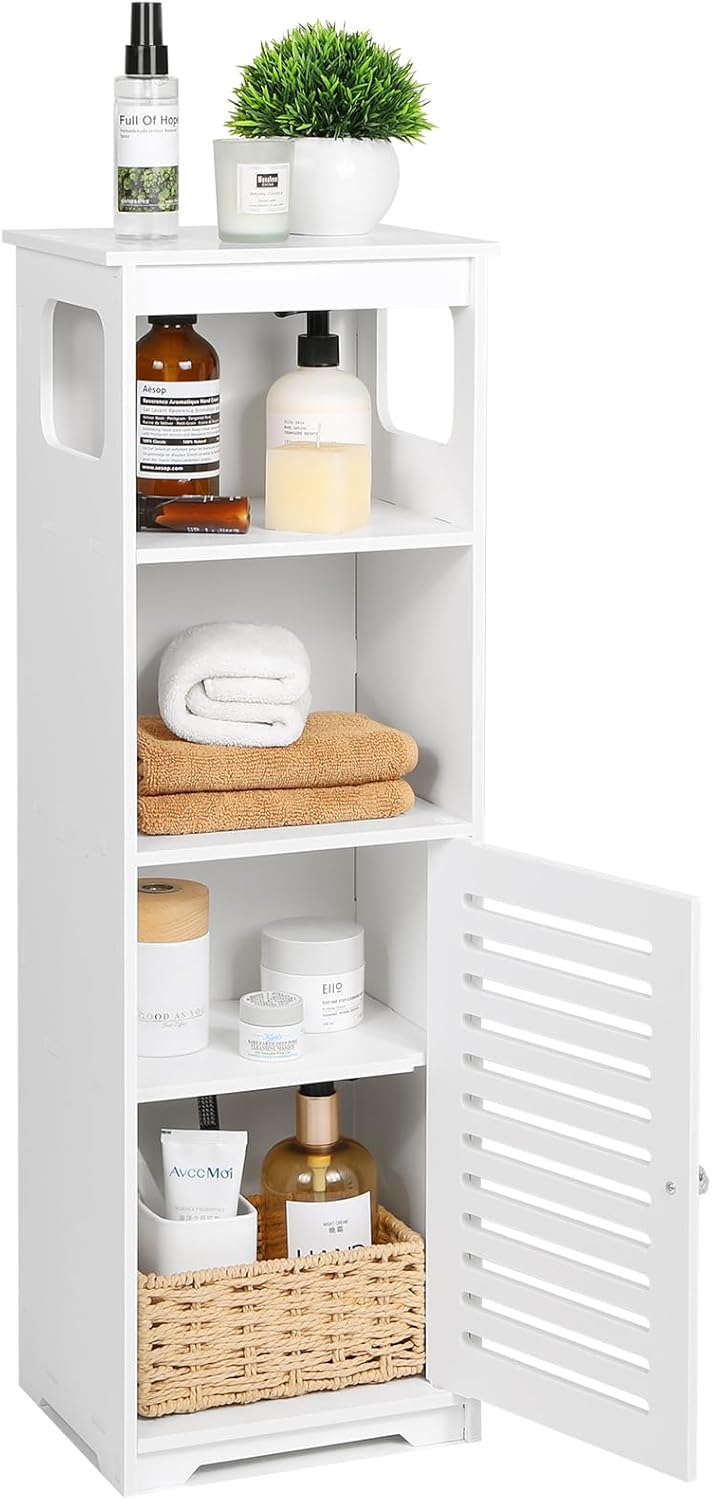 Small Bathroom Standing Storage Cabinet (White) 7.87"D x 9.4"W x 29.5"H