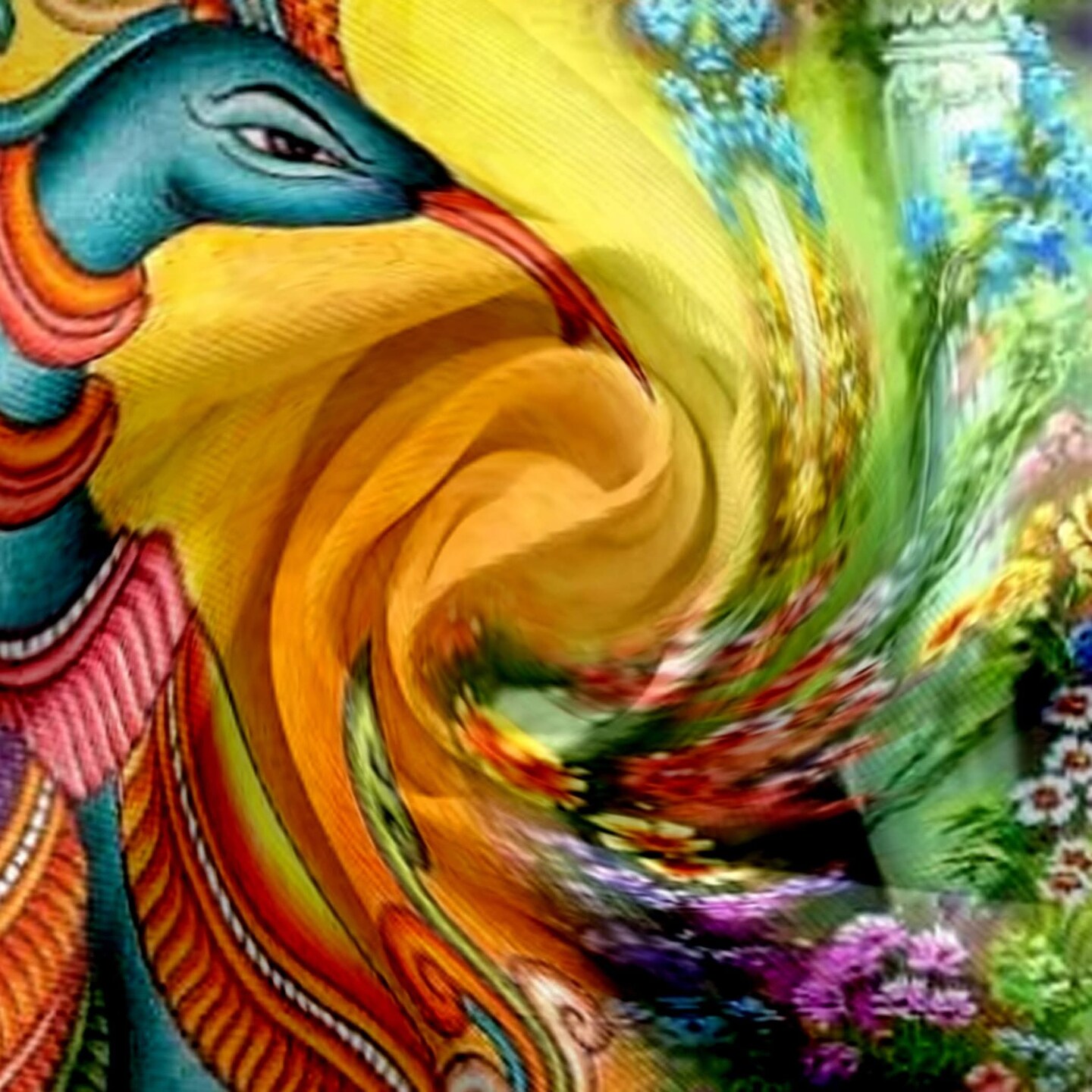 Radha Krishna with Peacock Backdrop Indian Traditional Cloth 5x8 Feet Backdrop Indian Janmashtami Decor Pooja Wall Decor Indian Wall Art Photo Decor Banner Decorative Pooja Cloth