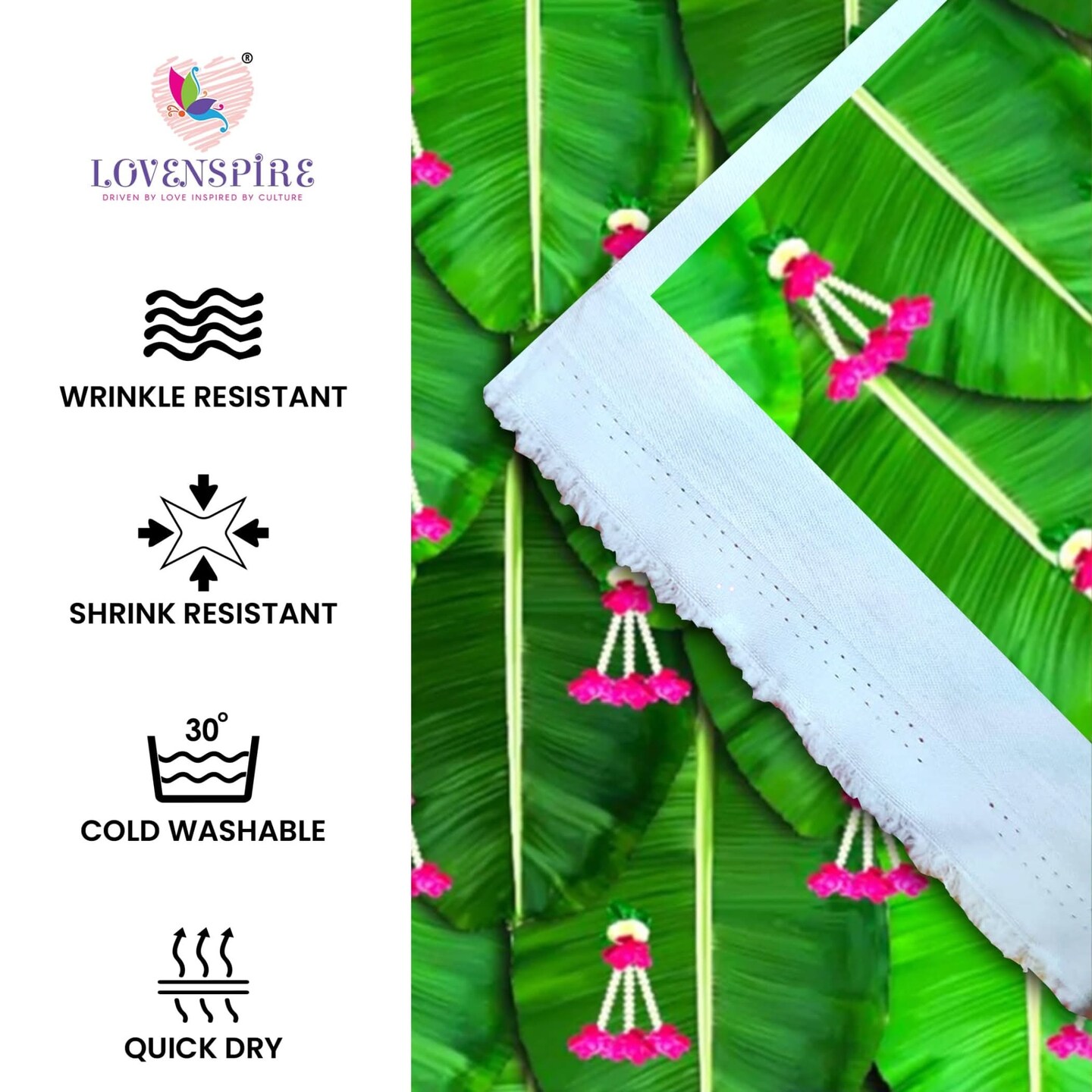 Banana Leaf Backdrop 5x8 Feet Backdrop Indian Traditional Cloth Backdrop Pooja Backdrop Indian Wall Art Photo Decor Banner Diwali Decor Wedding Backdrop Decorative Pooja Cloth