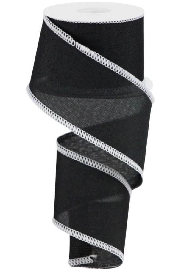 2.5&#x22; Cross Royal Stitch Ribbon: Black &#x26; White (10 Yards)