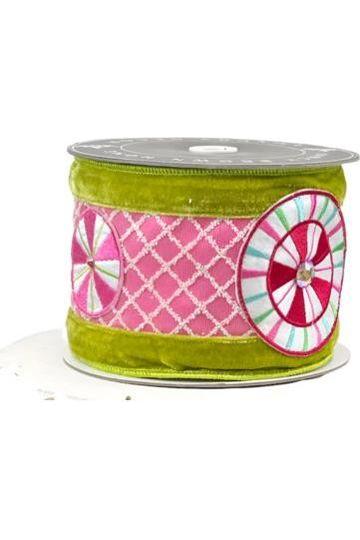 4&#x22; EXCLUSIVE Sweet Candy Ribbon: Lime Green/Pink (5 Yards)