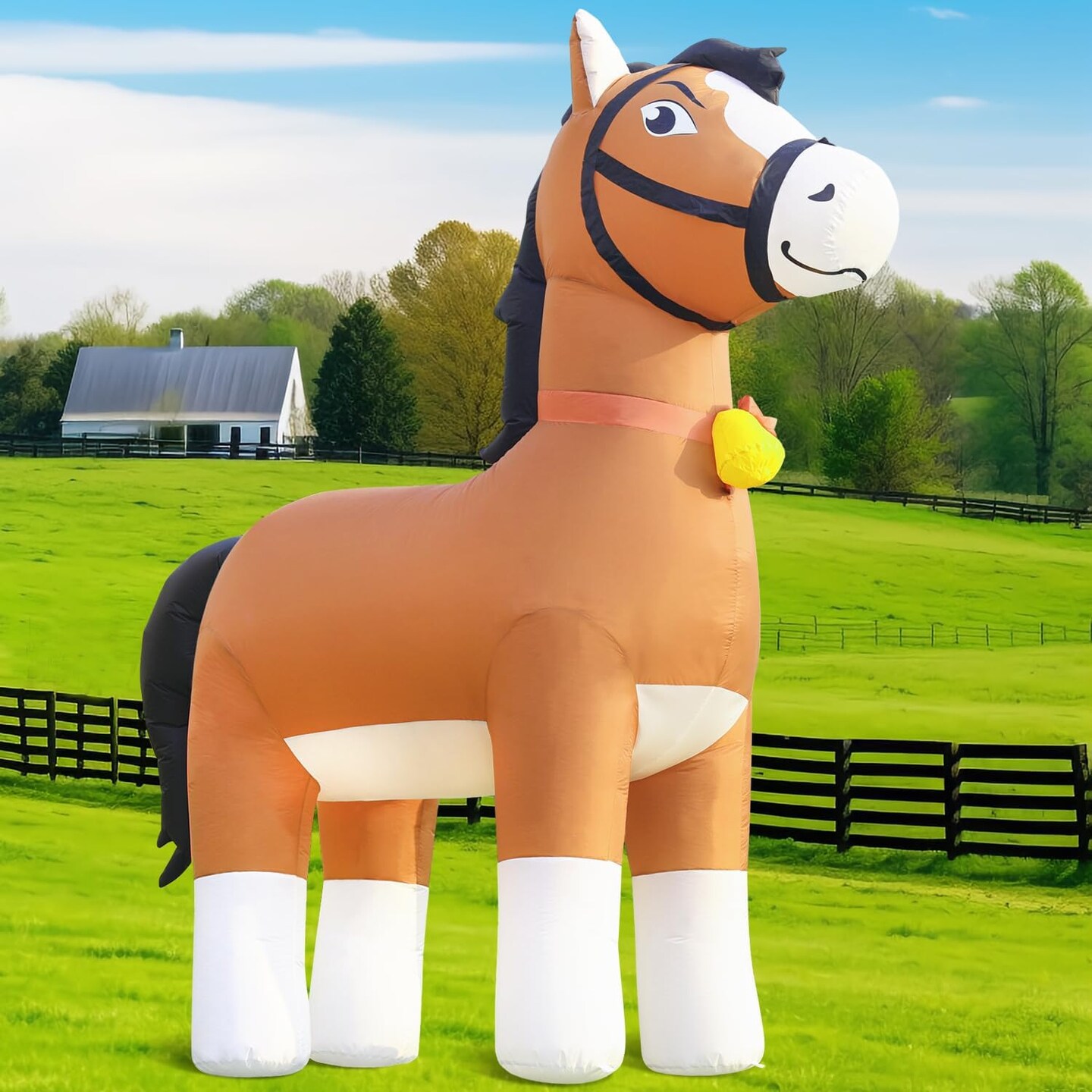 9FT Clydesdale Horse Inflatables Christmas, Farm Ranch Giant Blow up Animals Cute, Kentucky Derby Decorations Outdoor Yard Built-in LED Lights Big Large Decor Party Lawn Holiday Outside