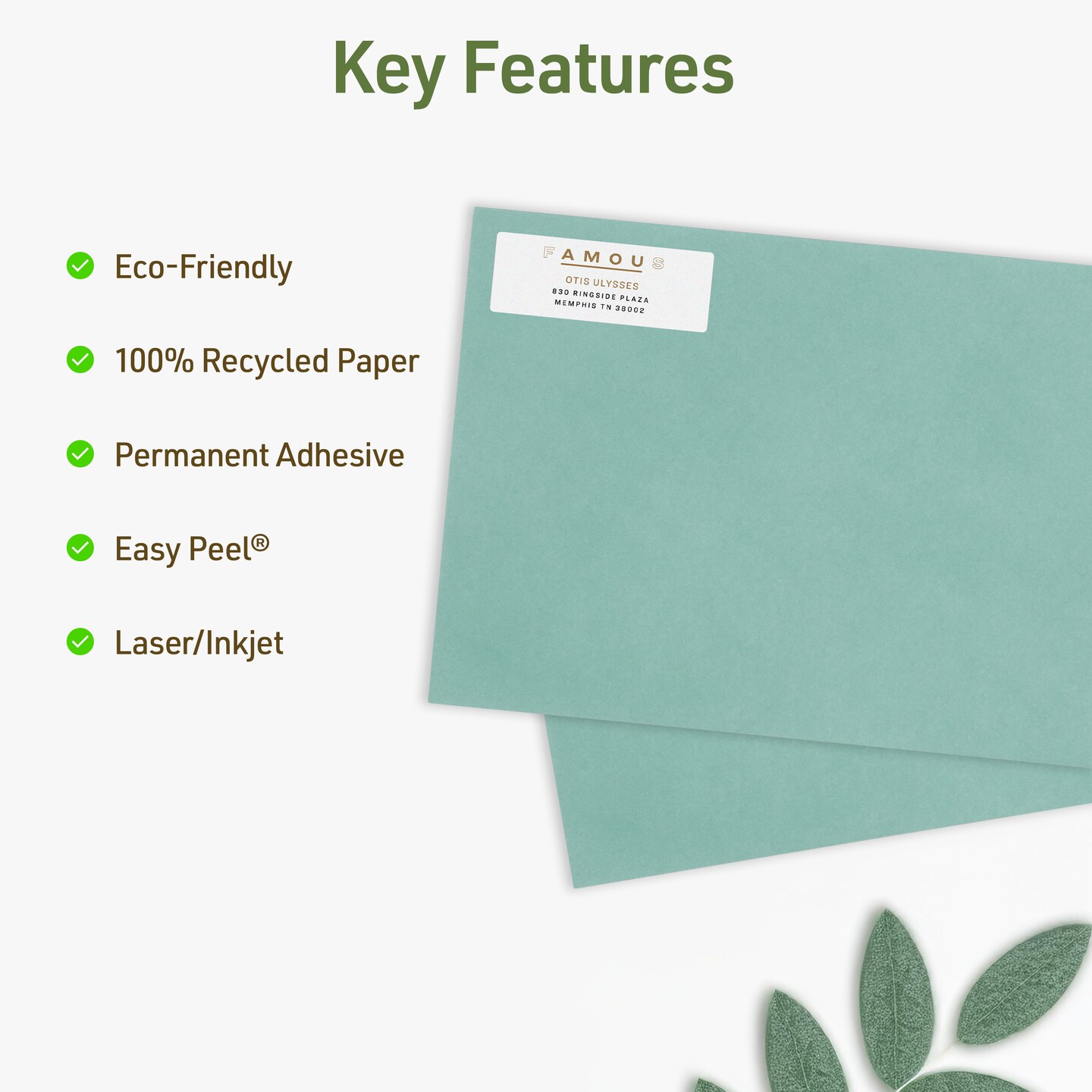 Avery EcoFriendly Recycled Address Labels, 2/3&#x22; x 1-3/4&#x22;, Matte White, Permanent Adhesive, Laser &#x26; Inkjet Printers, 600 Printable Labels (48806)
