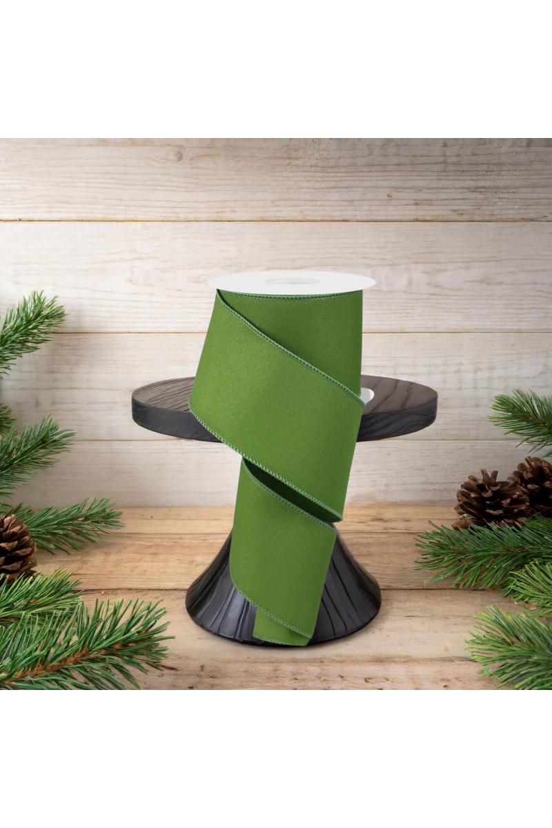 2.5&#x22; Diagonal Weave Ribbon: Moss Green (10 Yards)
