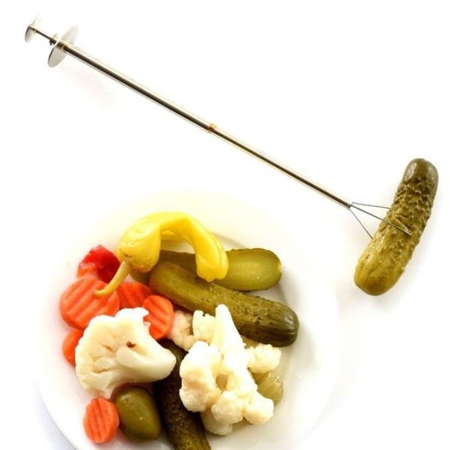 Norpro 8.75&#x22; Stainless Steel Pickle Picker Pincher Fork - Olive Pepper Grabber