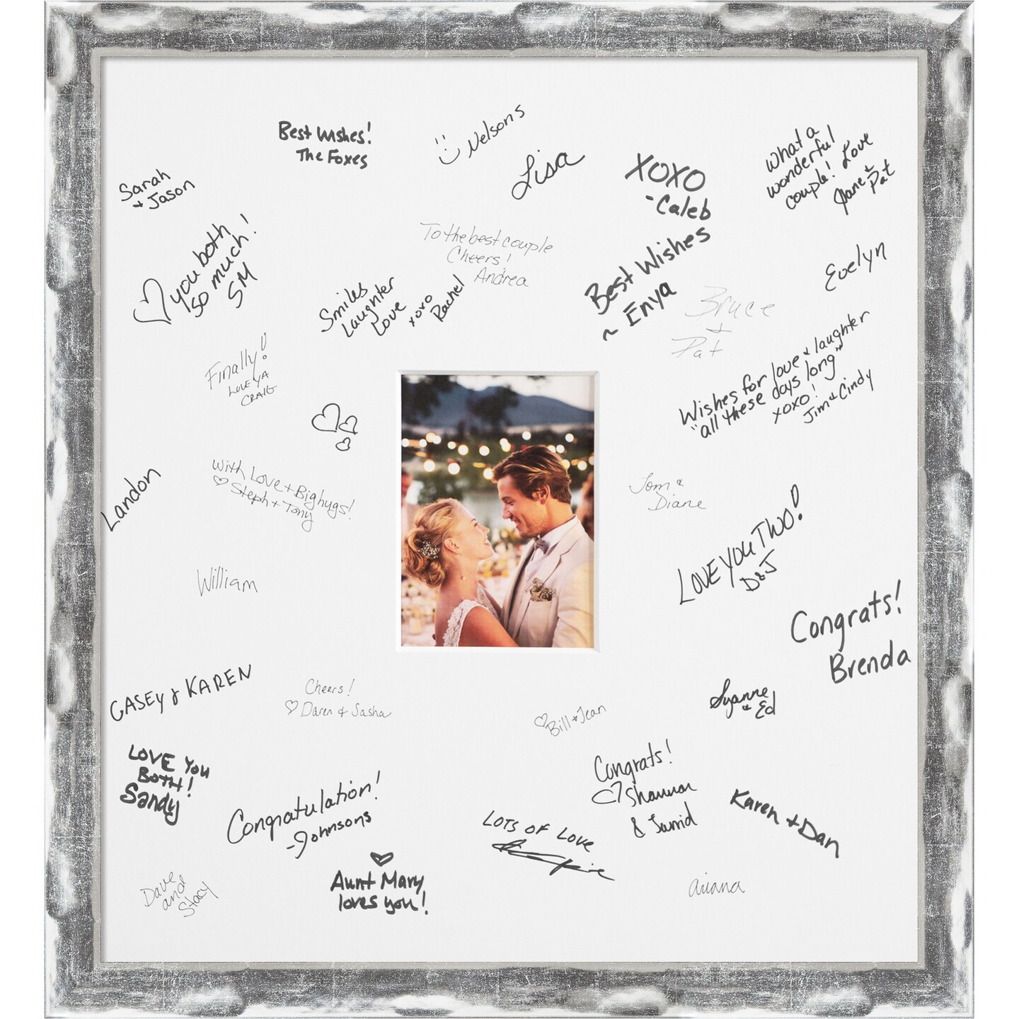 Scratched Wave Signature Mat Picture Frame, Photo Frame Wedding Guest Book Alternative, Autograph Picture Mat for Signature Board, Wedding Celebrations Graduations Support Encouragement or Retirement
