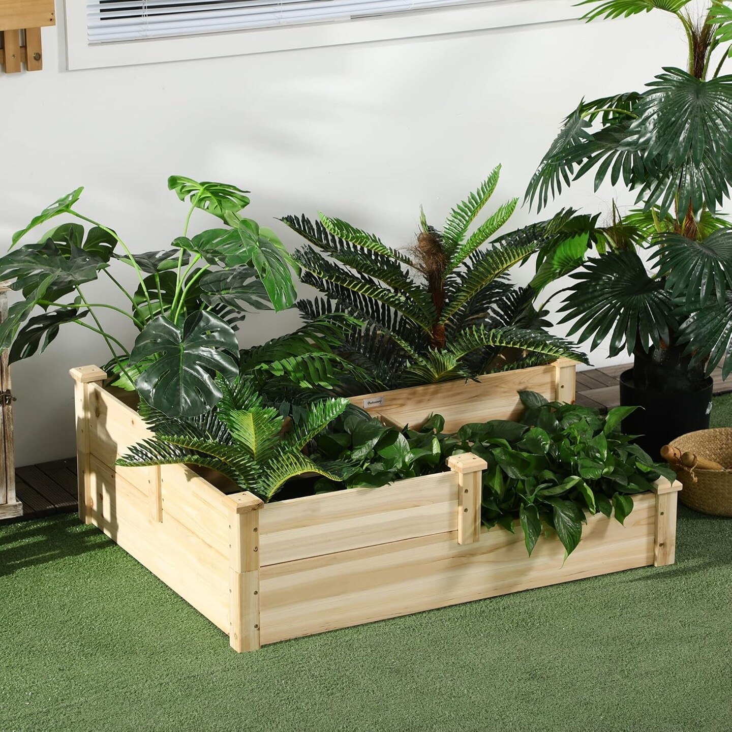 3-Tier Wooden Raised Garden Bed with Open Bottom