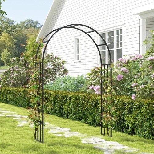 Steel Garden Arch Wide Metal Trellis Black