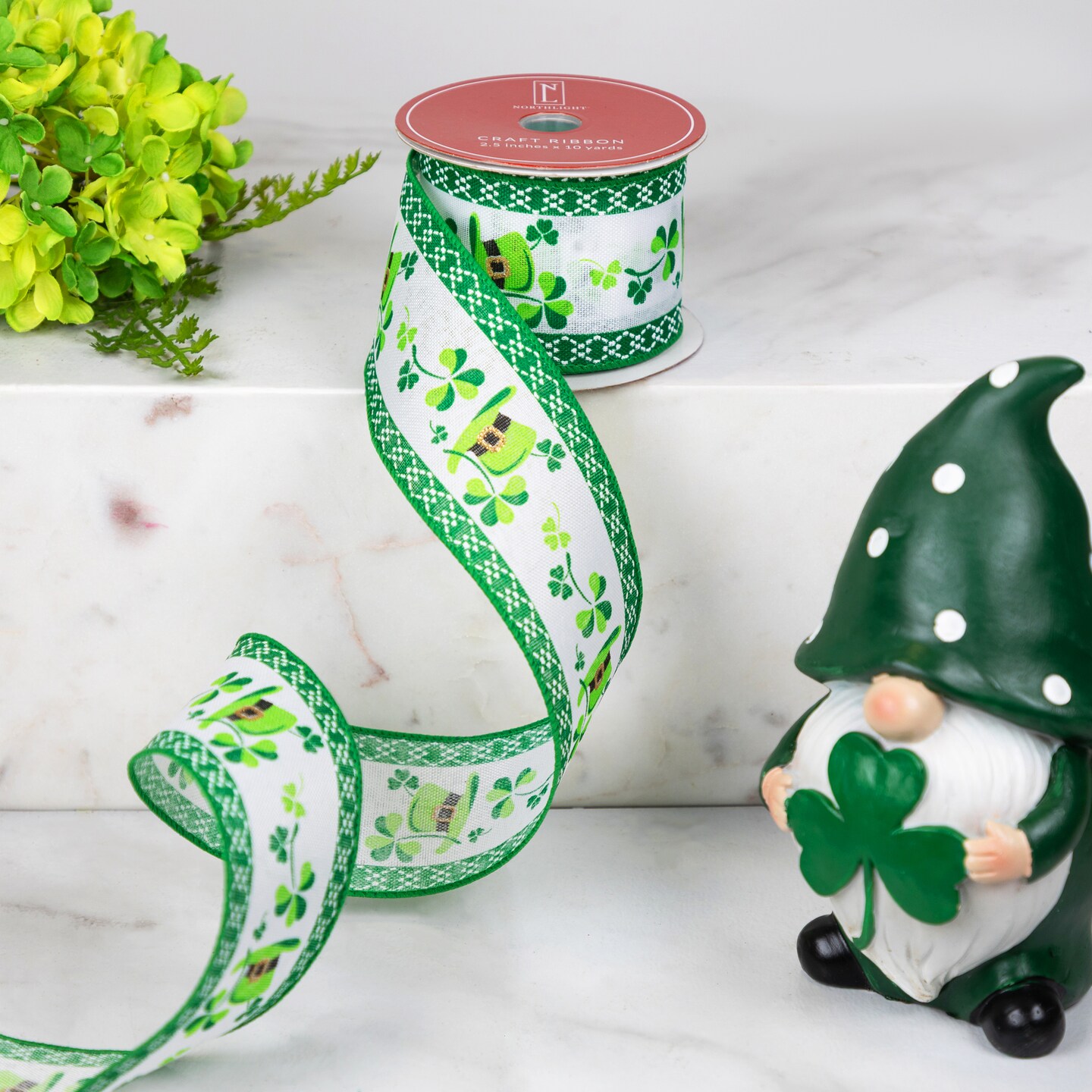 Northlight St. Patrick&#x27;s Day Top Hat Wired Spring Craft Ribbon - 2.5&#x22; x 10 Yards