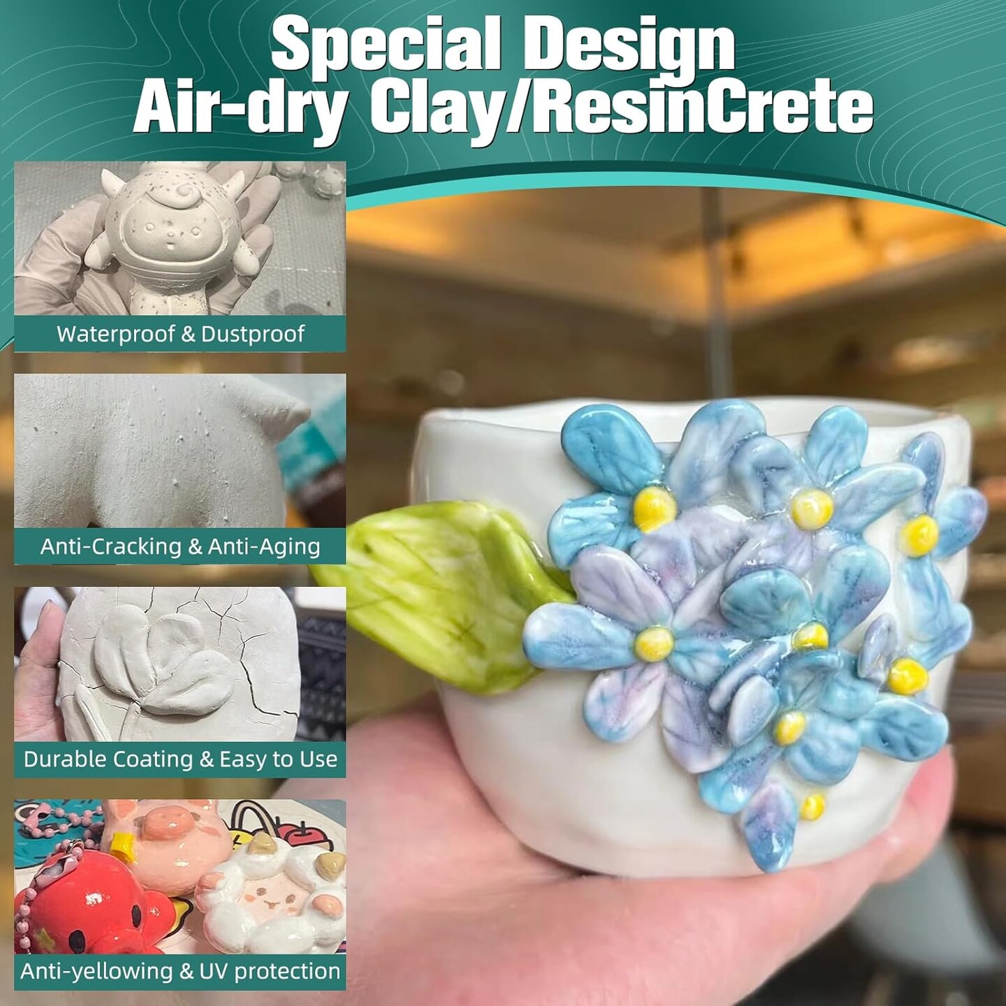 Air Dry Clay Varnish, 100ML Clay Varnish for Air Dry Clay Glaze, ResinCrete Sealer, Varnish for Pottery&Acrylic Paint, Waterproof & Stain & Resistant, Design for Air Dry Clay Pottery (Gloss)