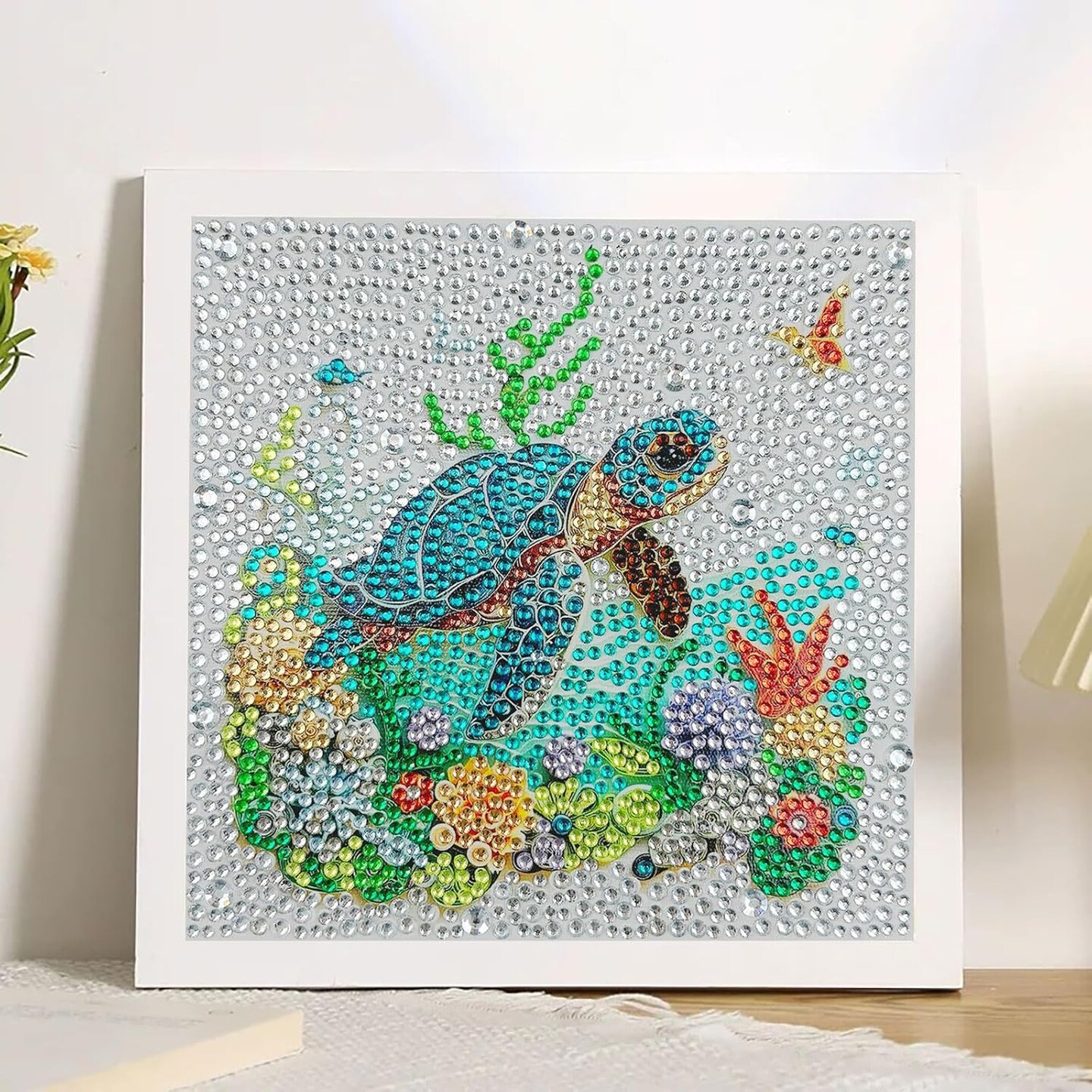 5D Sea Turtle Diamond Painting Kits for Kids Beginners with Wooden Frame,Full Round Drill Cute Turtle Diamond Art Kits for Children Girls Boys Ages 8-12,DIY Kid Big Gem Art,Home Wall Decor 6x6 Inch