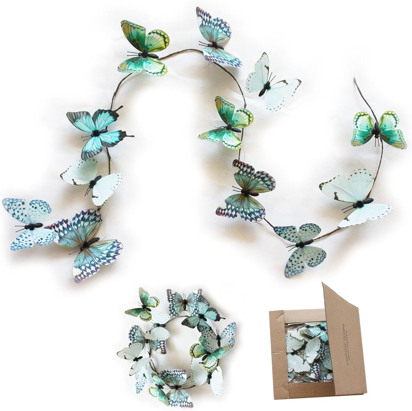 Artificial Butterfly Garland, Fake Butterfly Decorative Vines, DIY 3D Unique Butterfly Hanging Decor for Home Wall Easter Spring Flowers Party Wedding Arch Shopping