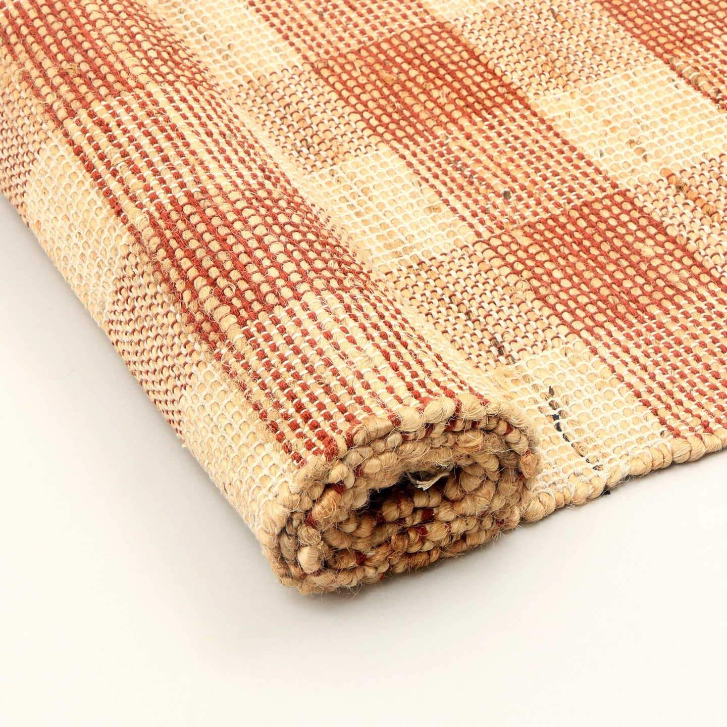 Handwoven Jute &#x26; Cotton Plaid Rug &#x2013; Eco-Friendly, Durable, and Soft (5x7 ft)