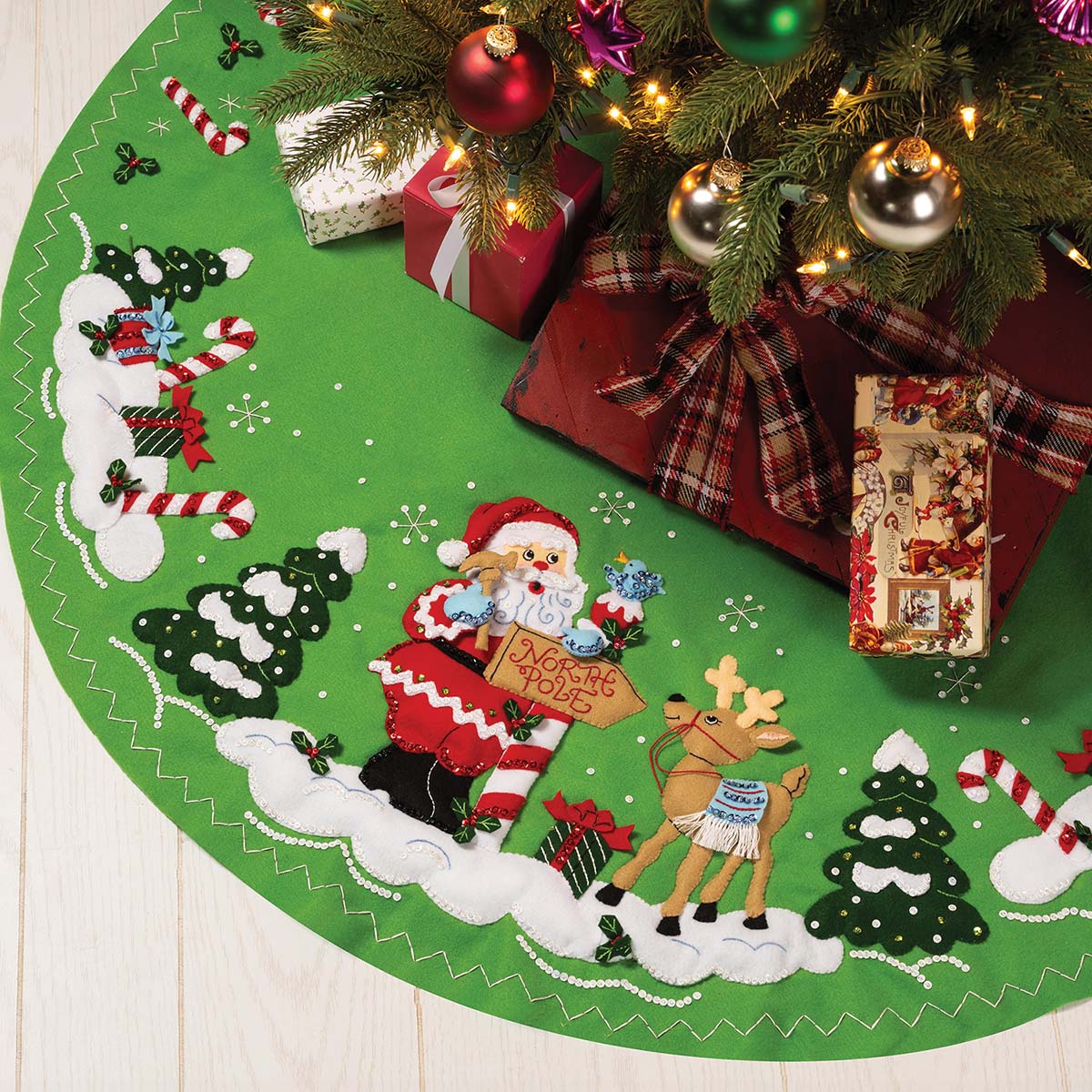 Bucilla  North Pole Santa Tree Skirt Felt &#x26; Sequin Kit