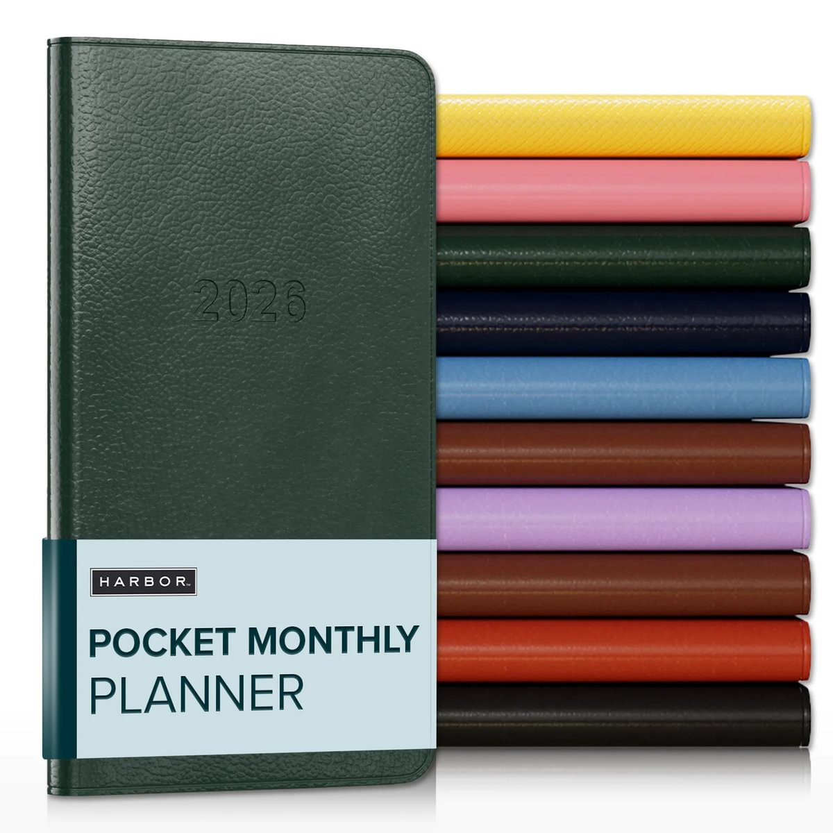 Harbor Pocket Monthly Planner 2026, Calendar Planner and Notebook, Durable Faux Leather, 18 Months, 96 Pages, Softcover & Lightweight - 6 x 3.25 "